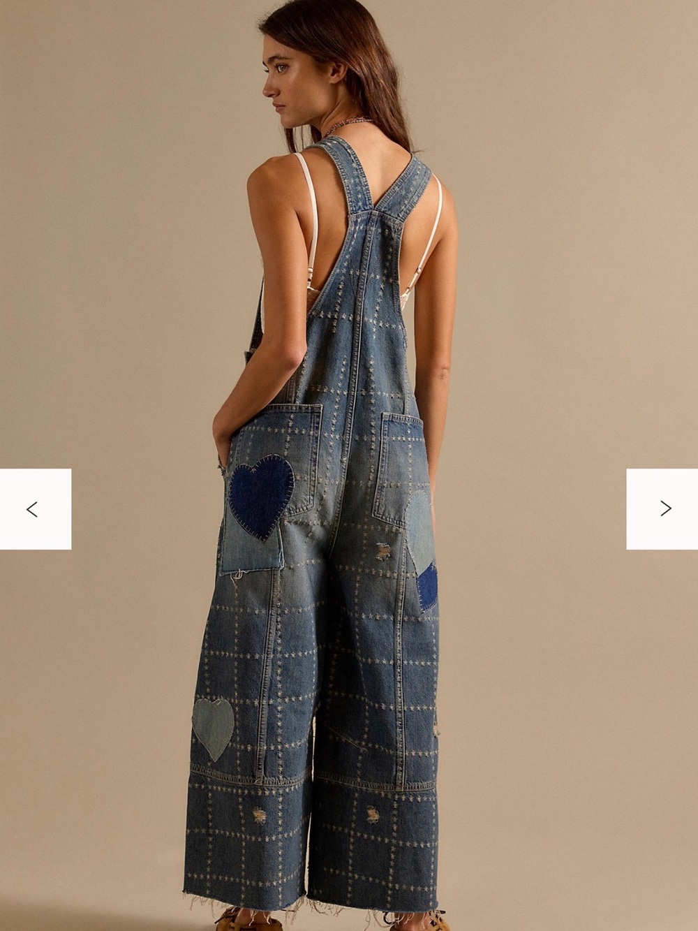NWT Free People Denim Patchwork Heart Overalls - Blue size S and M - Picture 2 of 5